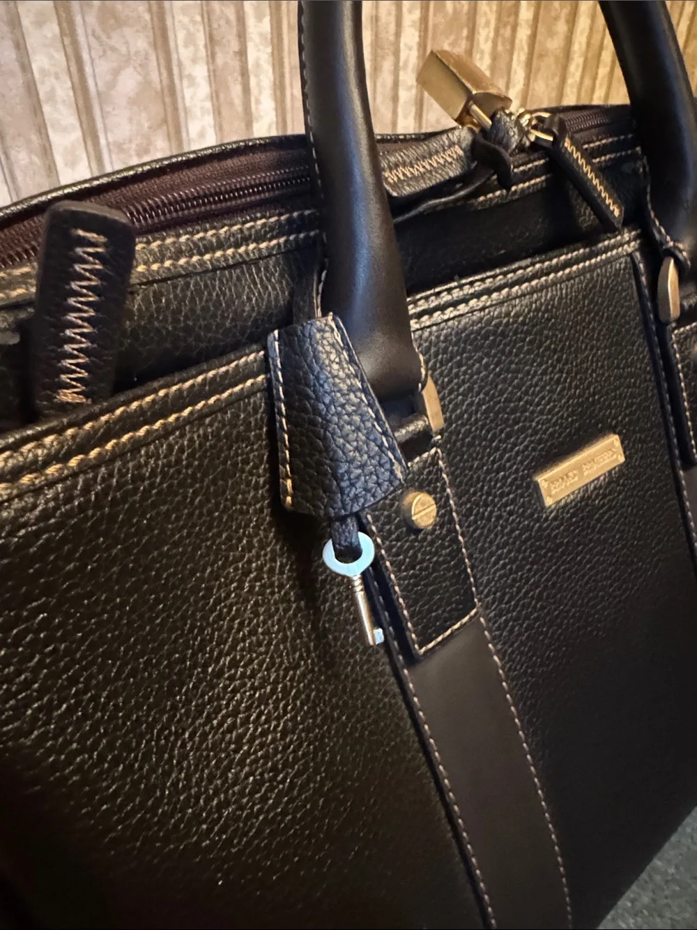 Black Pebbled Leather Men’s Briefcase - Classic Professional Bag